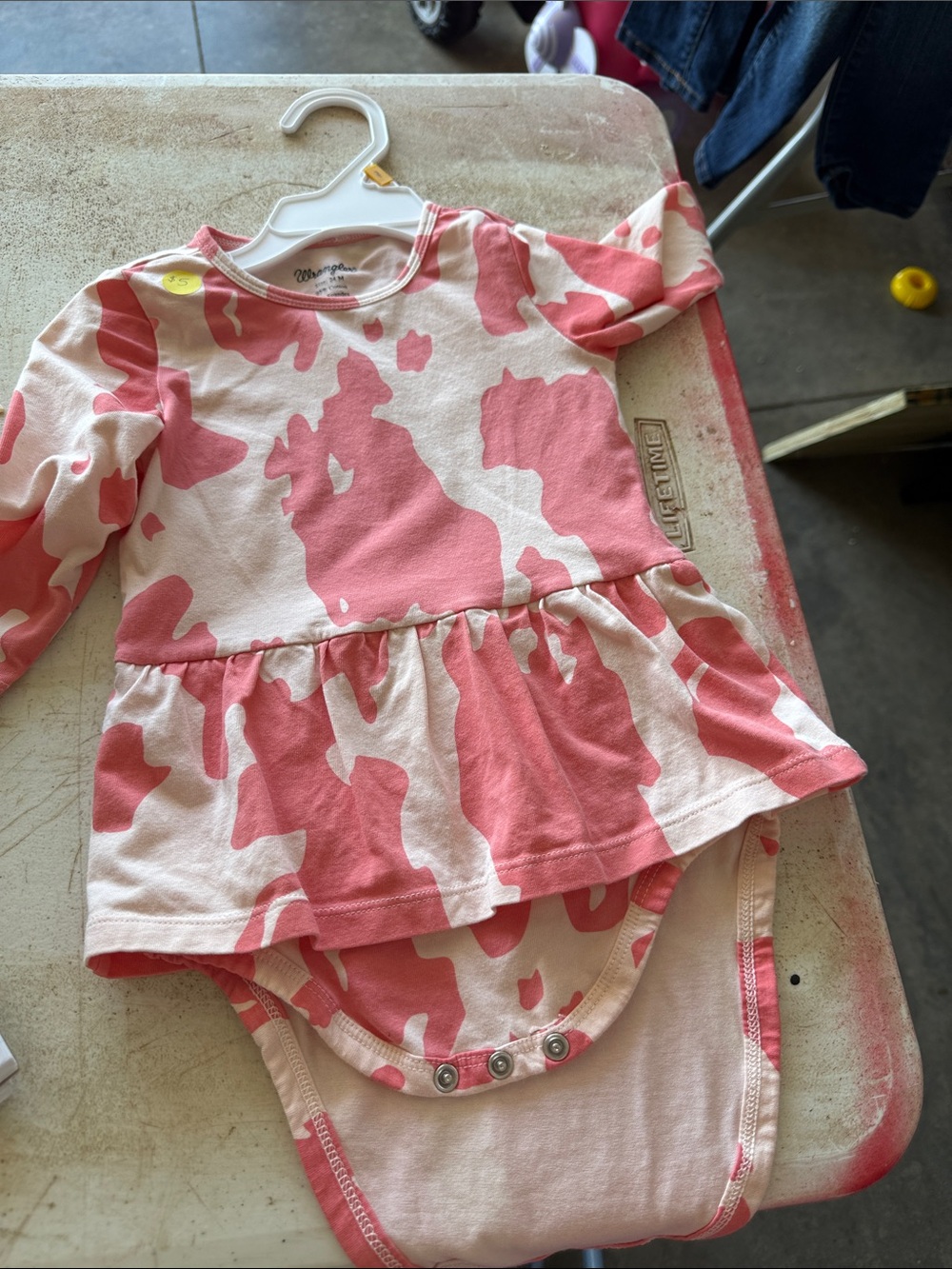 Wrangler Pink and White Camo Peplum Onesie